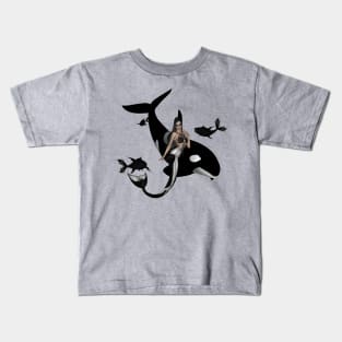 Wonderful mermaid with orca in the deep ocean Kids T-Shirt